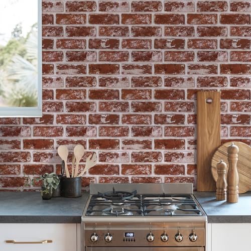 3D Peel and Stick Faux Brick Wall Panels 11.8" x 11.8" 10-Pack - color: Brick-SM-Q
