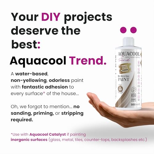 Aquacool Trend MAC All-in-One Furniture Paint – No Sanding No Primer, Chalk Paint for Cabinets, Wood, Tile & Countertops | Self-Leveling Matte | 16.9 fl oz, 53 sq ft| 1019 Grey Beige - color: RAL 1019 Grey Beige
