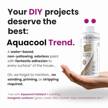 Aquacool Trend MAC All-in-One Furniture Paint – No Sanding No Primer, Chalk Paint for Cabinets, Wood, Tile & Countertops | Self-Leveling Matte | 16.9 fl oz, 53 sq ft| 1019 Grey Beige - color: RAL 1019 Grey Beige
