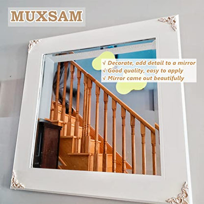4Pcs Wood Carved Appliques Onlays Unpainted Little Wooden Corners Decals - size: 8 x 8 cm