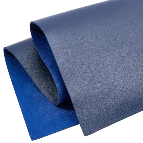 23.6 x 13 Inch Full Grain PU Leather Sheet for Craft 1.5mm Square Flawless Pieces Leather Sheet Solid Color Litchi Tooling Leatherette for DIY Earrings Bows Crafts Making(Prussian Blue) - color: Prussian Blue
