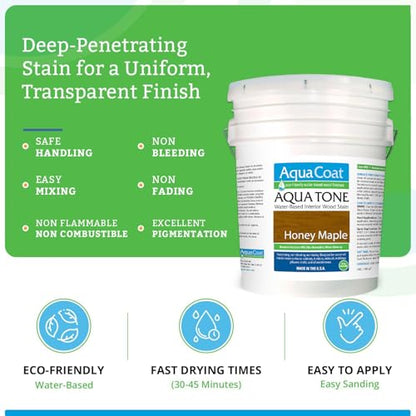 Aqua Tone Water-Based Wood Stain (Honey Maple, 5 Gallon) - color: Honey Maple, size: 5 Gallon