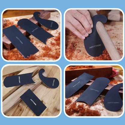 3PCS Cabinet Card Scrapers, High-Strength Blue Spring Steel Woodworking Tools for Engraving, Deburring, Polishing & Contour Sanding - size: Set D