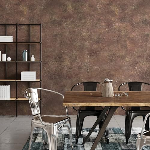 48x354in Extra Wide Concrete Wallpaper Peel and Stick Retro Brick Red Granite Countertop Contact Paper Brown Rock Wall Paper Matte Thick Bubble-Free Design Waterproof Self-Adhesive Vinyl Wall Stickers - color: Brick Red, size: 48" x 354"