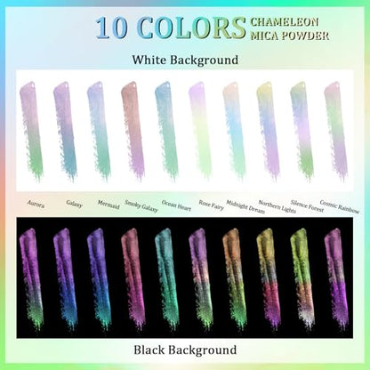 Matio Chameleon Mica Powder 10 * 5g White Chrome Powder Pearlescent Effect - color: 10 Colors White