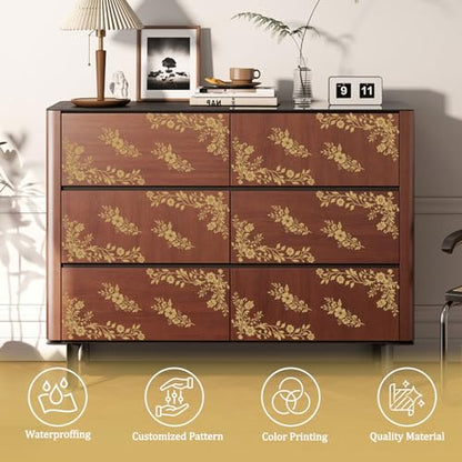WANDIC 3 Sheets Gold Flower Rub On Transfer Stickers Gold Foil Scrapbook Stickers Window Decals Waterproof Decals for DIY Furniture Photo Albums,15 * 30cm - color: Golden Diagonal Pattern, size: 3 Sheets