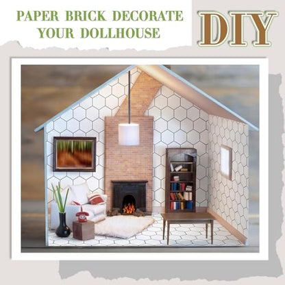 Flutesan 12 Pcs Miniature Dollhouse Wallpaper, Hexagonal Grid - style: Hexagonal Grid