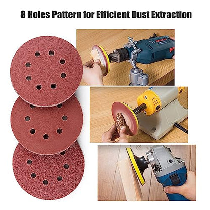 110-Pack 5 Inch 8 Hole Sanding Discs, 40-1000 Grit Hook and Loop Sandpaper - style: 110PCS (40-1000 Grit)