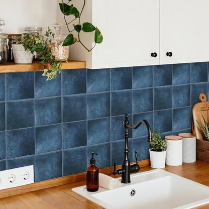 10 Sheets Thicker Design Peel and Stick Backsplash, 3D Self Adhesive Peel and Stick Wall Tile Backsplash for Kitchen, Bathroom, 12"x12", Deep Blue - color: Deep Blue