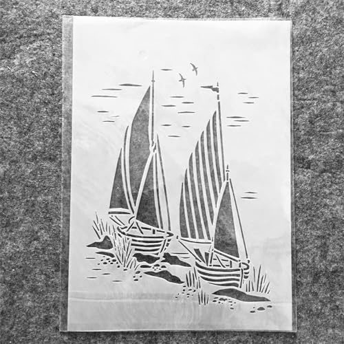 TIAMECH A4 Reusable Sailboat Stencil for Painting - style: Sailing