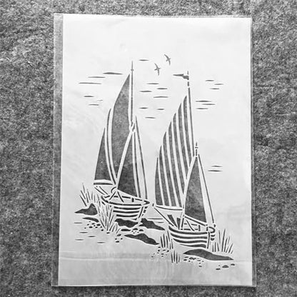 TIAMECH A4 Reusable Sailboat Stencil for Painting - style: Sailing