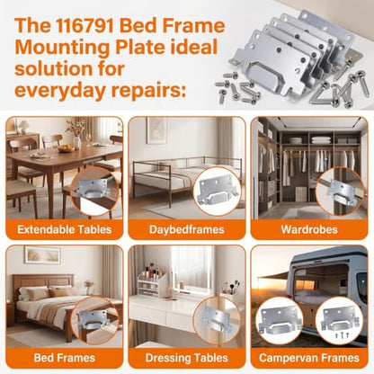 5 Pack 116791 Mounting Plates Compatible with IKEA Bed Frame Brackets