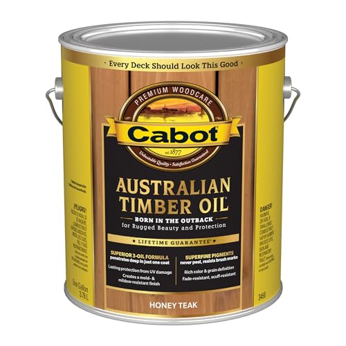 Cabot Australian Timber Oil Wood Stain and Protector, Honey Teak, 1 Gallon - color: Honey Teak, size: Gallon
