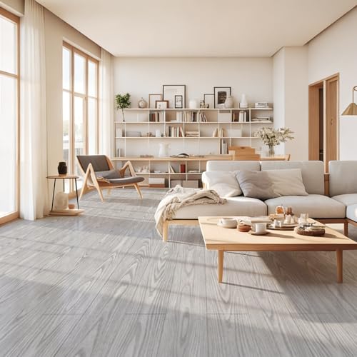 Art3d 10-Pack Peel and Stick Vinyl Floor Tiles (15 Sq.Ft), Light Gray - color: Light Gray