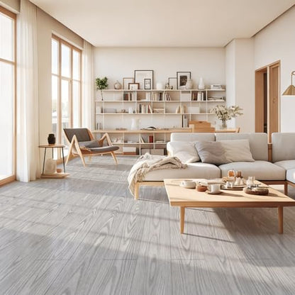 Art3d 10-Pack Peel and Stick Vinyl Floor Tiles (15 Sq.Ft), Light Gray - color: Light Gray
