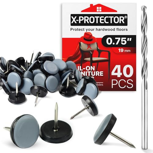 Chair Glides X-PROTECTOR – 0.75" Furniture Glides 40 PCS - size: 0.75" 40 PCS Grey