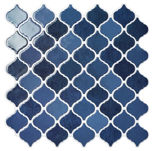 STICKGOO Arabesque Peel and Stick Backsplash Tile for Kitchen, Ceramic Blue - color: Ceramic Blue