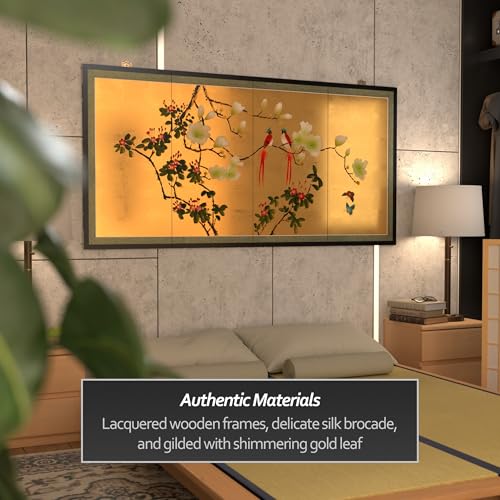 Red Lantern Love Birds on Traditional Gold Leaf - color: Love Birds