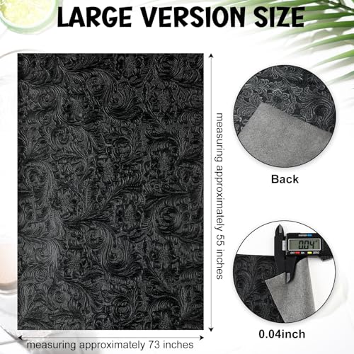 73"x55" Tooled Faux Leather Fabric Floral Embossed 2 Yard Cut