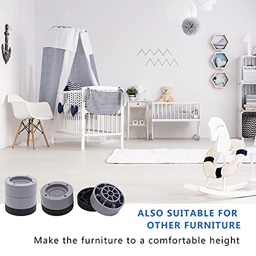 Furniture Risers 2 inch (Set of 4) Round Bed Risers Heavy Duty - color: Grey-4 Pack, size: two layers (2.3 inch)