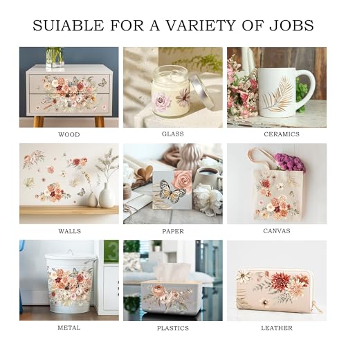 Joeyan Boho Bouquets Rub On Transfers for Furniture and Crafts,12''x18'' - style: Boho Bouquets