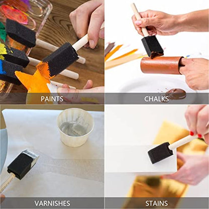 200 Pack 1 inch Foam Brush Bulk Foam Paint Brush Sponge Paint Brush with Wood Handle for Acrylics, Stains, Varnishes, Crafts - color: 200 Pack-1 Inch
