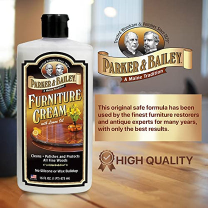 Parker & Bailey Furniture Cream, Floor & Furniture Cleaner, Quick Shine Restorer for Cabinets, Tables & Surfaces, 16 oz. - size: 16 Ounce (Pack of 1)