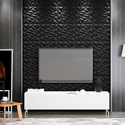 Art3dwallpanels 33 Pack 3D Wall Panels, Black PVC - color: Black