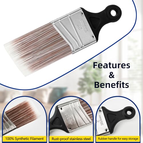 Wesquer 3-Pack Short Handle Angle Paint Brushes for Precision Trim & Cut-in Painting on Window & Door Frames, Stair Rails, Baseboards, Shutters, Cabinetry & Small Furniture - color: Black