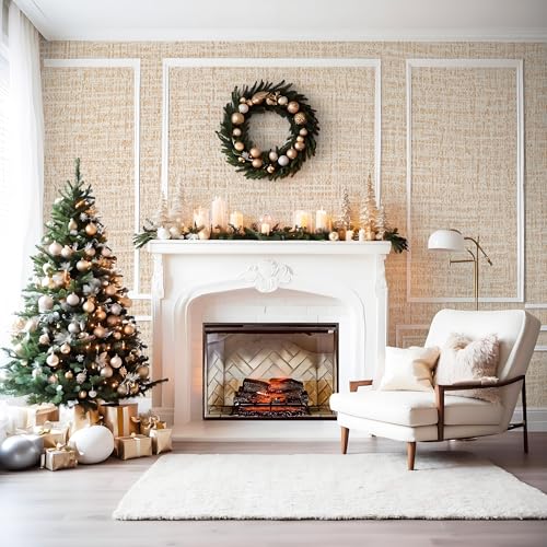 Guvana Grasscloth Peel and Stick Wallpaper Beige Textured Contact Paper Modern Removable Self Adhesive Wall Paper Thicken Fabric Faux Linen Wallpaper for Bathroom Living Room Cabinets 78.7inx15.7in - color: Beige, size: 15.7" x 78.7"