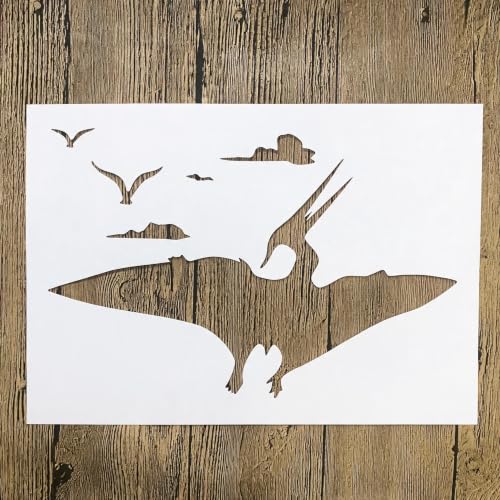 TIAMECH A4 Reusable Flying Pterosaur Dinosaur Stencil for Painting - color: Flying Pterosaur Dinosaur