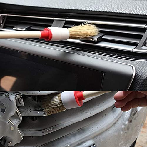 Natural Bristle Chalk Paint Wax Brush Wood Handle Round Paint Brushes for Paint Oil Watercolor Paints Waxing Brushes,Furniture, DIY Art Crafts(7PACK)
