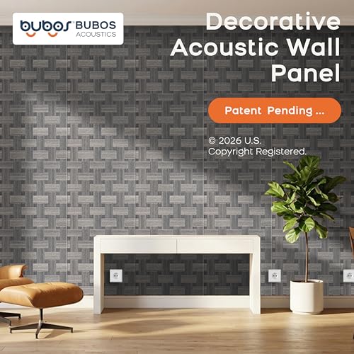 BUBOS 6 Pack Wood Wall Panel,23.6"x23.6" Peel and Stick Faux Acousitc Panel - color: GrainLoom Black Oak