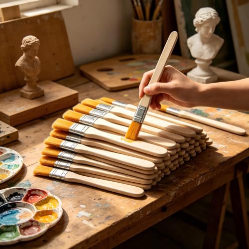 40 Pcs Flat Paint Brushes, Paint Brushes for Home Decor, Small Brush Bulk for Painting, Nylon Bristles Handle, Small Brushes Perfect for Painting, Dyeing&Crafts Face Painting