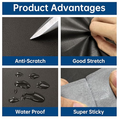 Lifeshoon Leather Repair Patches, Self Adhesive Vinyl for Couches Furniture - color: Dark Grey, size: 3.5X79 inch