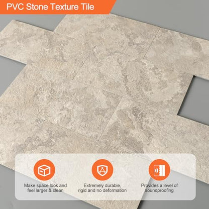 Peel and Stick Subway Tile Backsplash, 10 Sheets 11.8''x11.8'' Beige Stone-Look 3D Wall Tiles, Thick & Strong Adhesive, Heat Resistant & Waterproof Stick On Tiles for Kitchen, Bathroom - color: Beige Stone Rock