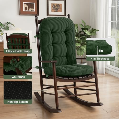 idee-home Rocking Chair Cushions Indoor, Glider Rocker Replacement Cushions - color: Green, size: 28 X 19 X 4 In & 16 X 19 X 4 In