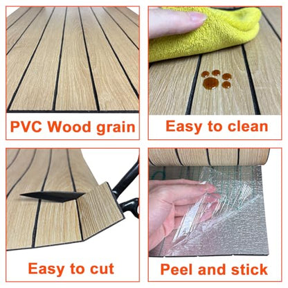 YU LI 3DH Peel and Stick PVC Slat Wall Panel 236"x15.75" Self-Adhesive Thick Faux Oak Wood Grain Wallpaper Panel 3D Soundproof Wall Panels for Walls & Ceilings - color: Oak, size: 15.8" x 236"