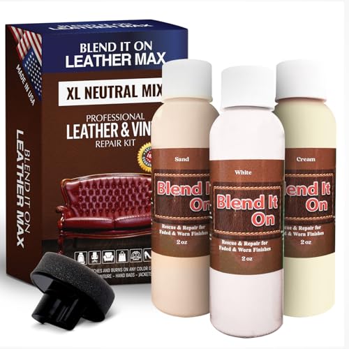 Blend It On XL Leather/Vinyl Repair Kit Now with 6 Ounces for Furniture, Jacket, Sofa, Car Seat, Boots, Easy Instructions to Match Colors, Restore Any Material No Mixing Chart Needed (Neutral Mix) - color: Netural Mix