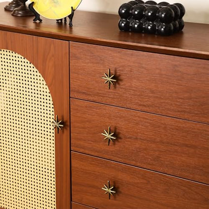 6 Set Unique Antique Gold Cast Iron Drawer Pulls & Cabinet Knobs - color: Antique Gold, size: 8-pointed Star