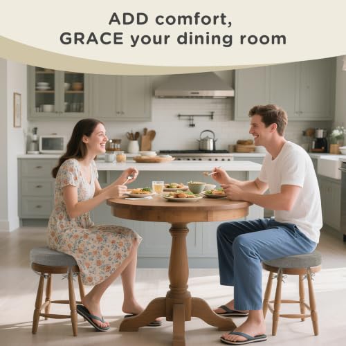 AddGrace Round Bar Stool Cushions with Ties Set of 2 12" Light Gray - color: Light Gray