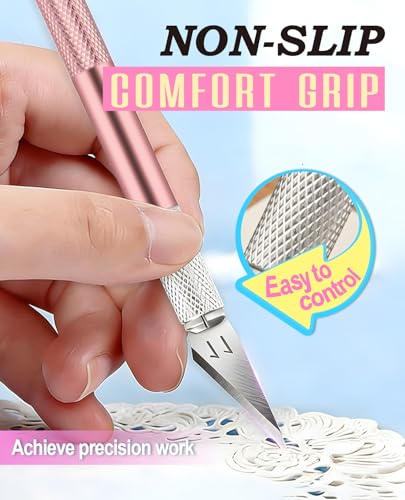 DIYSELF Exacto Knife Set with 10 Extra #11 Blades, 6-Inch Metal Ruler, Pink - color: Rose Gold-10pcs
