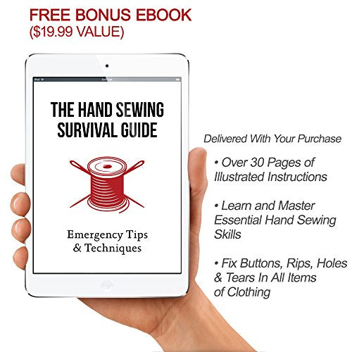 CraftLab Sewing Kits Best Mini Travel Sewing Kit - Portable Emergency Set with Needles, Thread, Scissors + Ebook