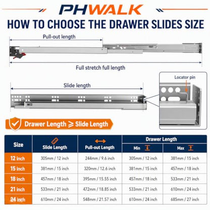 18 Inch Soft Close Undermount Drawer Slides,Full Extension,100 Lbs,1 Pair - size: 18 Inch