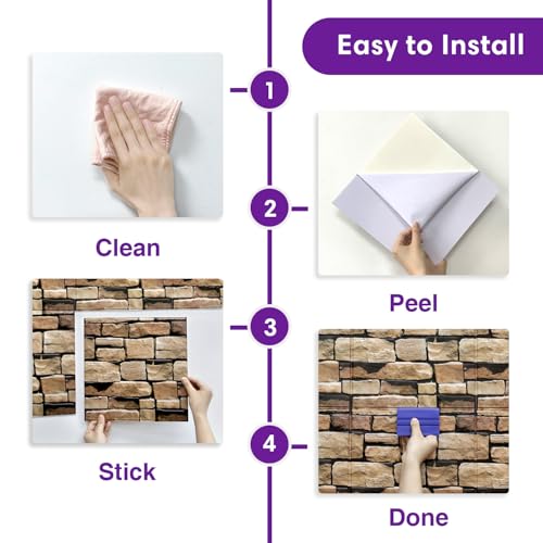 3D Faux Stone Wall Panels Peel and Stick, Designed for Quick DIY - color: Stone-SM-D