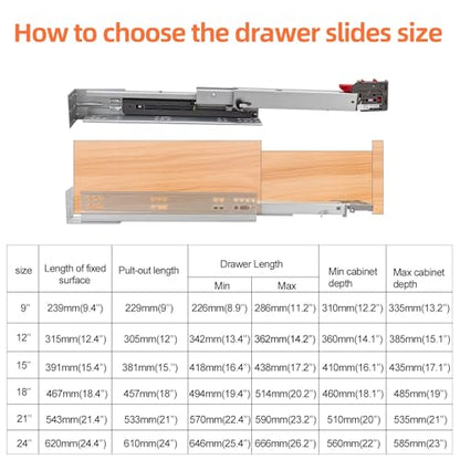 Undermount Drawer Slides HLC Undermount Soft Close Drawer Slides 15 inch 6 Pair Full Extension Concealed Drawer Rails with Mounting Screws,Locking Device and Brackets 80 lb Load Capacity - color: Silver, size: 15 Inch