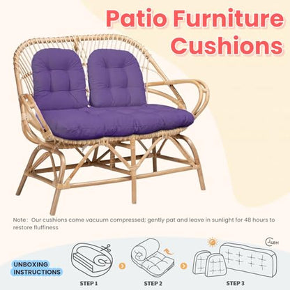 Wicker Chair Cushions 3 Piece Set, Waterproof Outdoor Cushion for Patio Furniture, Loveseat and U-Shaped Wicker Furniture Cushions, Puple - color: Puple