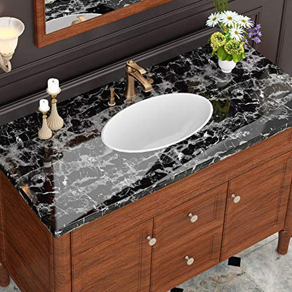 Livelynine 24x197 Black Countertop Peel and Stick Countertops Waterproof Black Marble Contact Paper Self Adhesive Wallpaper Renter Friendly Counter Top Covers Waterproof Kitchen Vinyl Wrap Desk Table - size: 24"W x 197"L