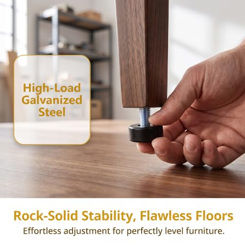 4 Pack Adjustable Furniture Levelers, 3/8"-16 UNC Threaded Leveling Feet for Tables, Chairs, Cabinets, Shelving, Sofa – Heavy Duty Floor Protectors - size: 4pcs 3/8"-16 UNC