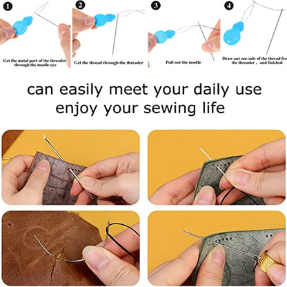 YEQIN Upholstery Repair Kit 29-Pack, Leather Craft Tool Kit Include Leather Hand Sewing Needles, Canvas Thread and Needles, Sewing Awl, Tape Measure, Large-Eye Stitching Needles for Leather Repair